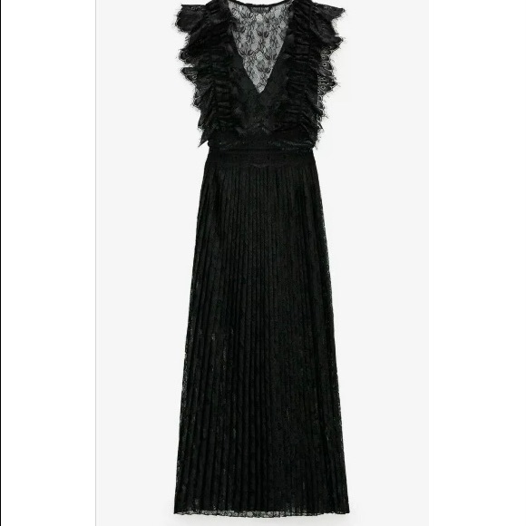 Zara | Dresses | Zara Long Black Lace 